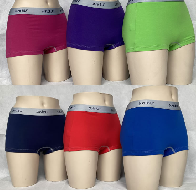 Mixed Colour Pack Of 6 British Made Women's Boxer Shorts